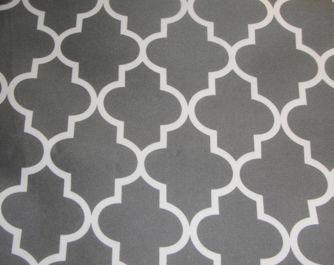 Outdoor Upholstery Moroccan White on Grey Waterproof Outdoor Canvas fabric 60" 600 Denier wide per yard