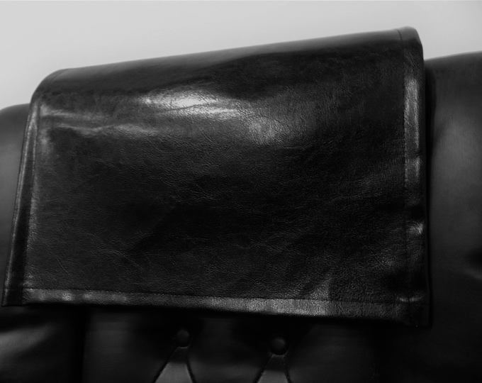 Black Houston, faux leather vinyl Sofa, Loveseat, Chaise, Theater Seat, RV Cover, Chair Caps, Headrest Pad, Recliner Head Cover