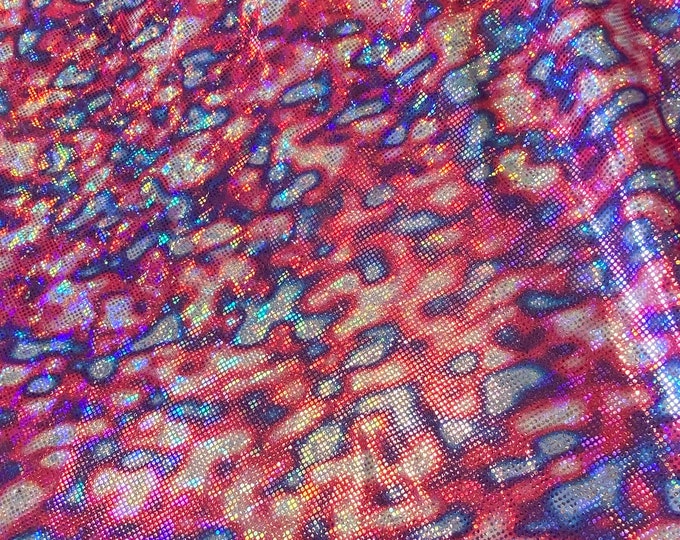 Leopard pink /blue 4 way stretch spandex fabric