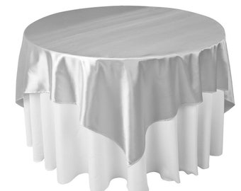72 inch x 72 inch White Satin Tablecloth Overlay For Birthday Wedding Party Decor