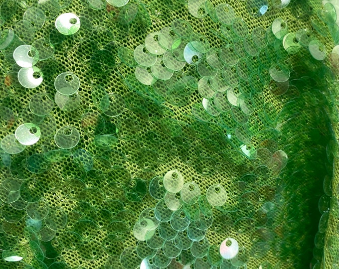 Green glossy Sequin Stretch Velvet 4-Way stretch fabric by the yard 60" Wide