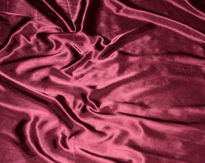 Burgundy  Charmeuse Satin polyester fabric 60" Wide Silky Shinny by the yard