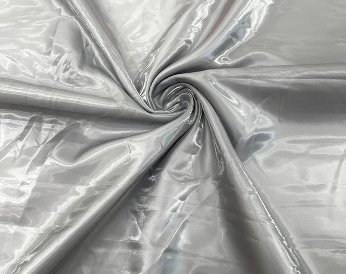 Gray Liquid glossy Bridal prom Satin prom dress fabric per yard