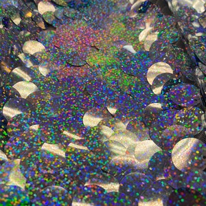 Silver Shiny  20mm paillette sequin on mesh fabric sold by yard