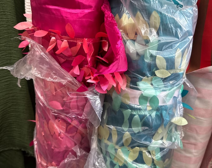 Hunter green Leaf dangling taffeta fabric sold by the yard