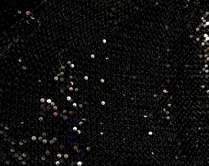 Black Sequin on Stretch Velvet dance wear home decor fabric by the yard 60" Wide