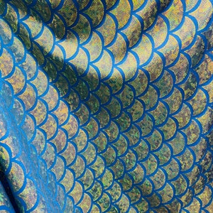 Teal Stretch BIG Mermaid mystique  Spandex Fabric by the yard