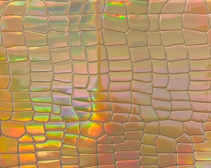 Gold Holographic crocodile Hologram Fabric 54” wide