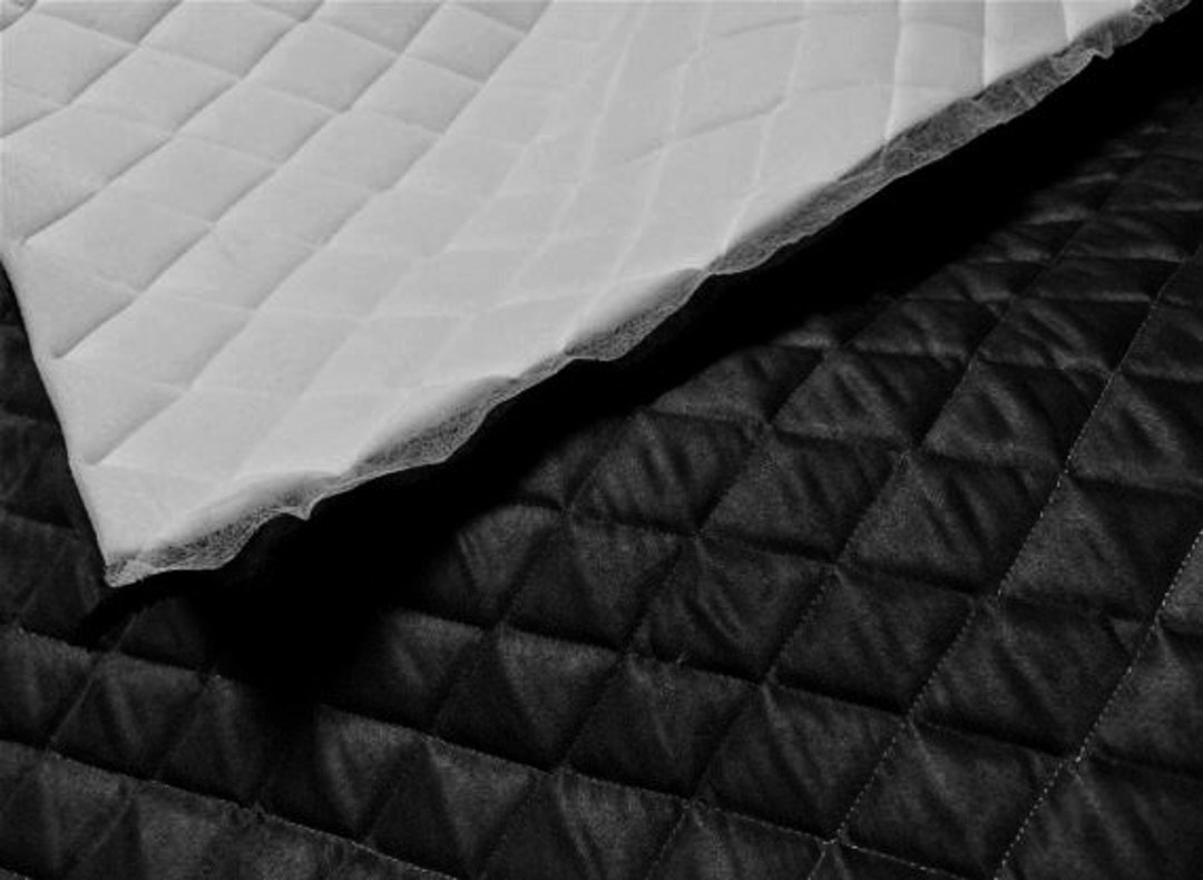 Black Suede Quilted Auto Headliner Fabric Foam Backing Upholstery 58