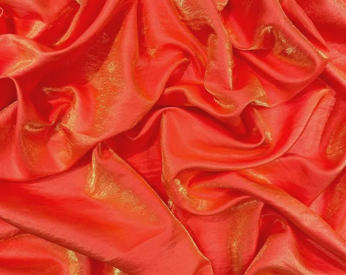 Liquid Satin Shantung Orange /Gold Material, Elegant Formal Wear Fabric, Drapery Fabric, Event Decor