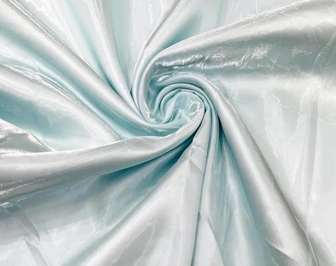 Ice Blue Liquid glossy Bridal prom Satin prom dress fabric per yard