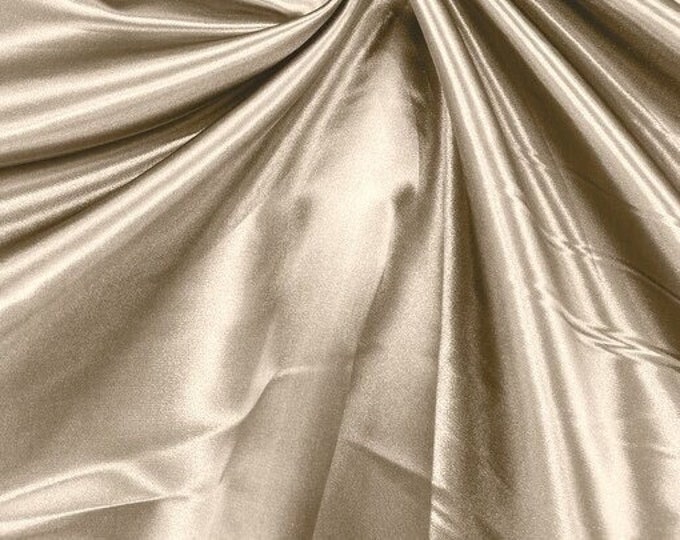 Champagne Heavy Shiny Bridal Satin Fabric for Wedding Dress, 60"  wide