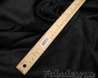 Black micro faux suede upholstery fabric BY THE YARD 58&quot; Wide No Stretch