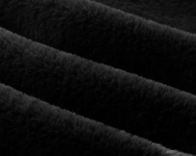 Black minky RABBIT soft  SOLID  fabric 60" Wide Sold by the Yard