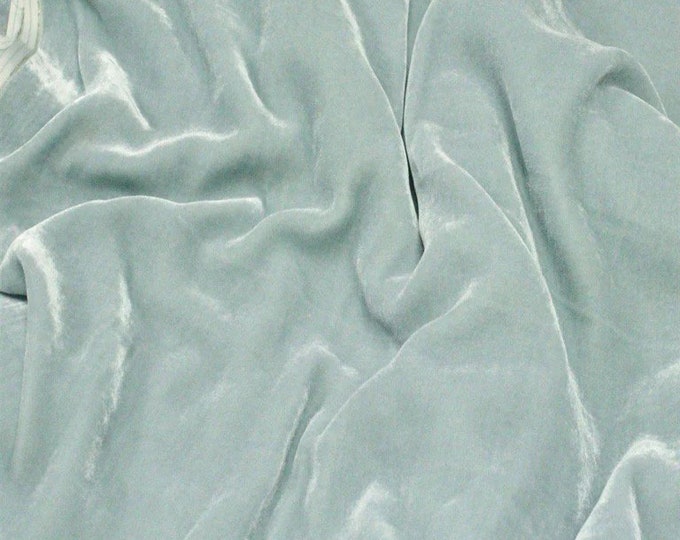 Ice blue Silk rayon velvet solid fabric 45” clothing drapery dresses yard