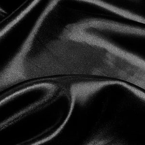 Black Bridal heavy shiny Satin Fabric none stretch by the Yard  60&quot; Wide