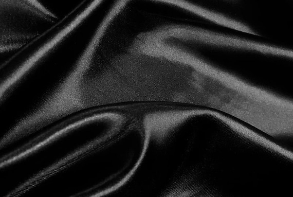 SHINY SATIN POLYESTER 60 BLACK FABRIC BY THE YARD, BRIDESMAID
