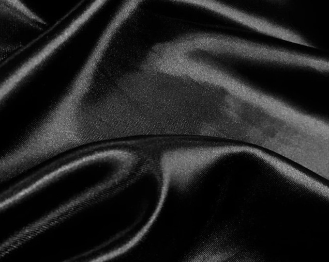 5 yards Black  bridal shiny satin polyester fabric  60" wide