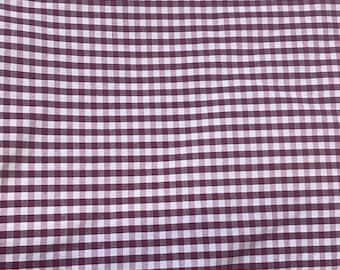 Burgundy Gingham Checkered 1/8” inch Fabric poly cotton 60” wide- none stretch sold By The Yard