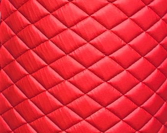 Crimson red champion Diamond Quilted Faux Leather Vinyl foam backed fabric 52" Wide