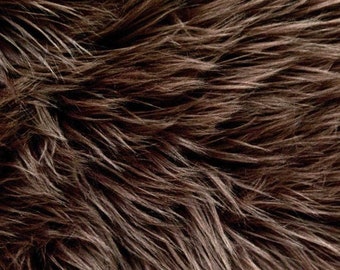 Brown shaggy faux fur upholstery fabric  yard 60" wide