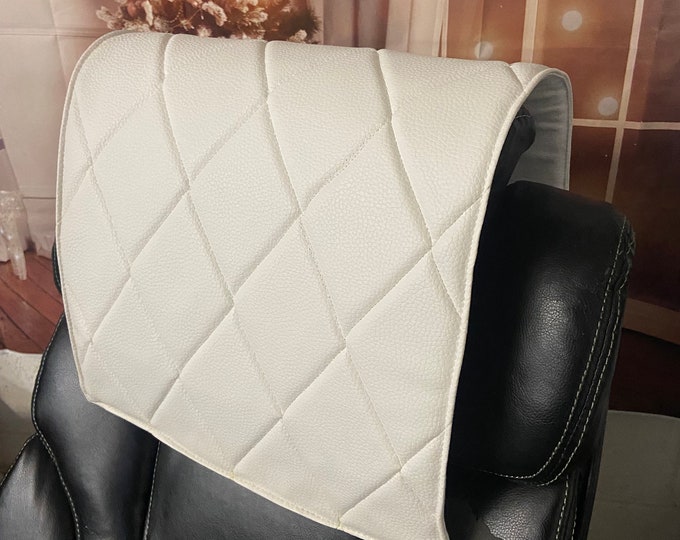 White and black Champion Quilted Vinyl, Sofa, Loveseat, Chaise, Theater Seat, RV Cover, Chair, Headrest Pad, Recliner Head Cover, Protector