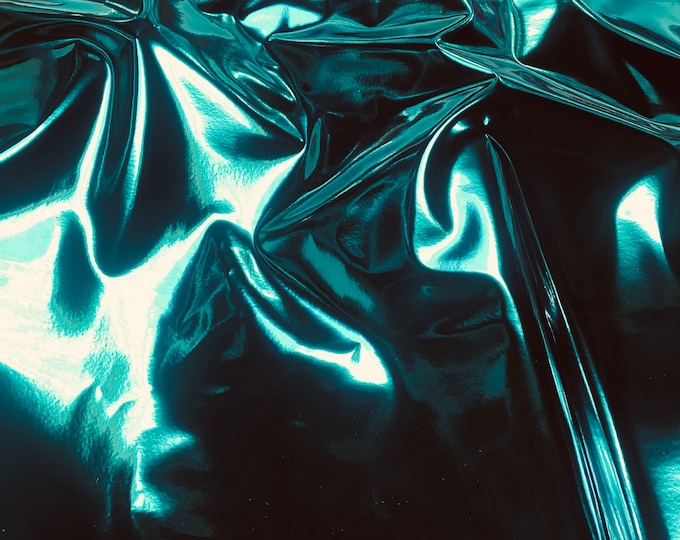 Faux leather/ Chrome Mirror/ for Shoes Bags / Clothing / Upholstery- Turquoise