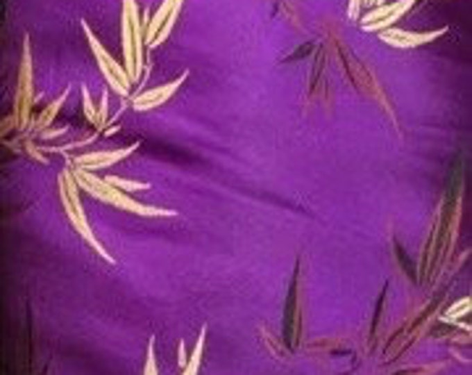 Purple Chinese Bamboo Brocade Satin, 45" Wide