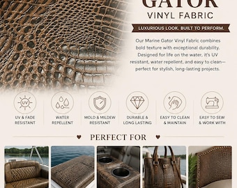 Brown Marine Gator Upholstery Crafting Outdoor Vinyl Fabric - Sold By The Yard - 54"