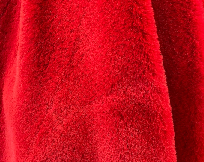 Red plush thick minky bunny fabric / 58" Wide / Sold by the Yard