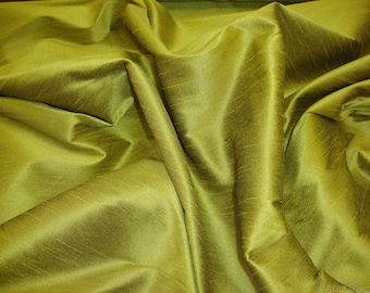 Celery Shantung Dupioni Faux Silk two tone fabric BY THE YARD 54" wide