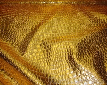 54" GOLD Crocodile embossed Faux leather Upholstery vinyl