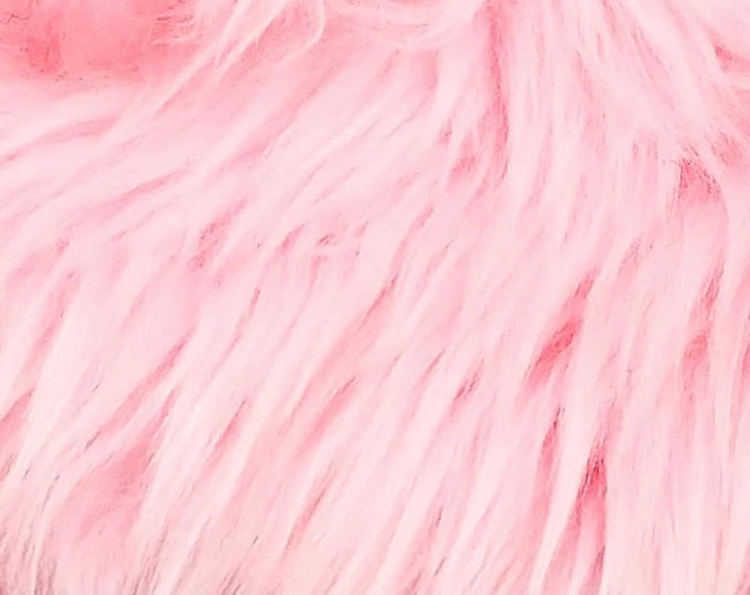Light pink shaggy faux fur upholstery fabric  yard 60" wide