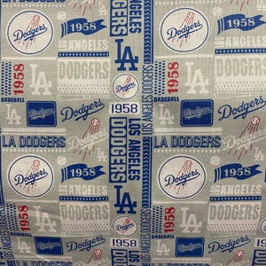 100 % Cotton Fabric - 45 &quot; Wide - La dodgers #5 theme, flag, children clothing, pillows, bedding, costume