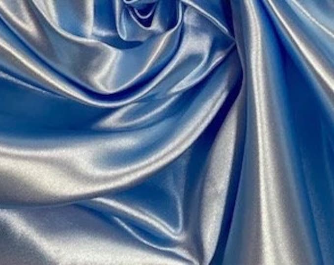 Light blue Bridal heavy shiny Satin Fabric none stretch by the Yard  60" Wide