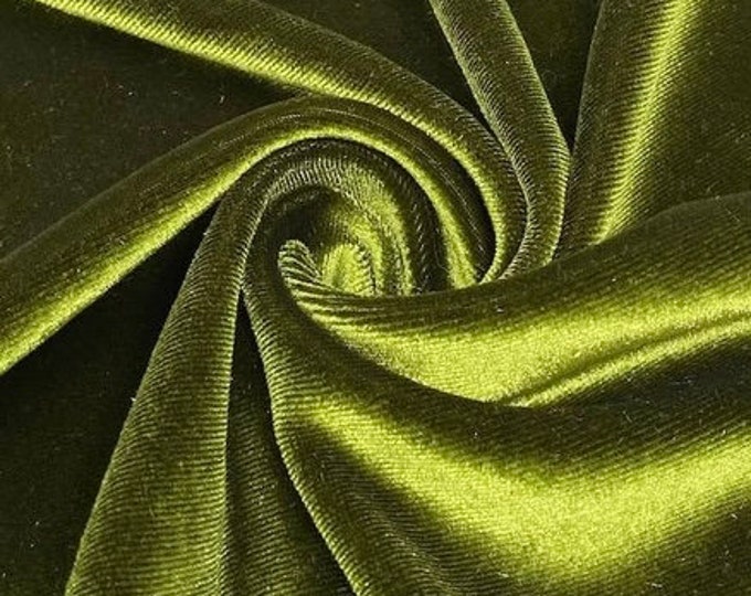 OLIVE stretch velvet spandex apparel drapery fabric 60" Wide