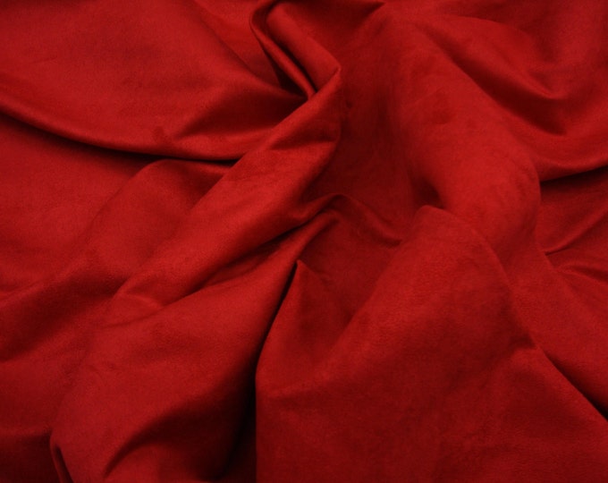 Dark Red  Polyester micro faux suede upholstery fabric by the yard 60" Wide