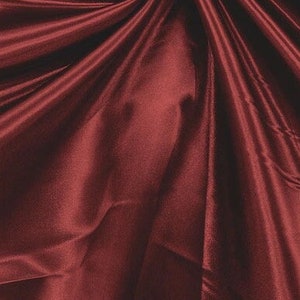 Burgundy Heavy Shiny Bridal Satin Fabric for Wedding Dress, 60&quot;  wide