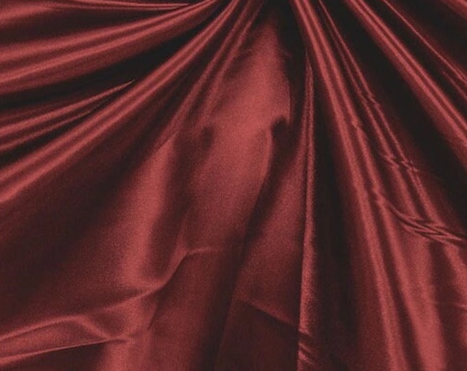 Burgundy Heavy Shiny Bridal Satin Fabric for Wedding Dress, 60"  wide