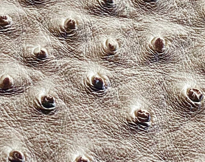 Mocha Ostrich Embossed Marine Vinyl – Faux Leather Upholstery Fabric for Boats, Cars, Furniture