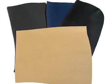 May include: Four pieces of fabric in different colors and textures. The fabric on the bottom is a light beige, the fabric on the left is dark gray, the fabric on the right is black, and the fabric on the top is dark blue.