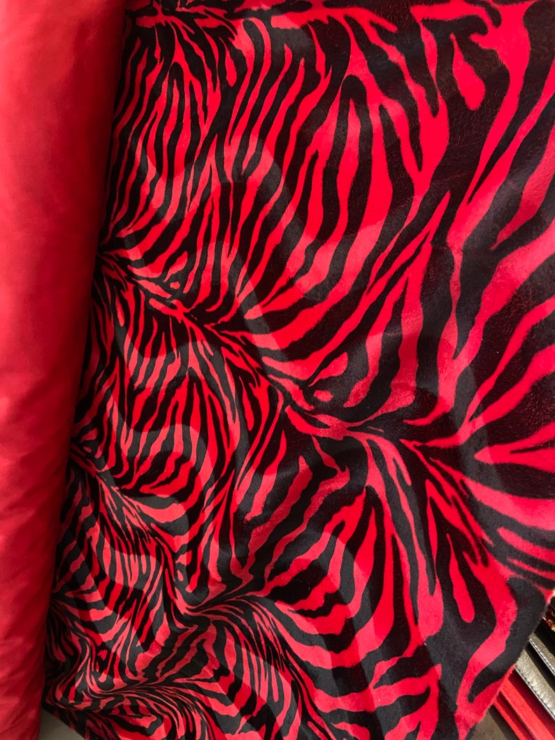 Zebra Velboa Faux Fur Upholstery Zebra Large Red Velboa Faux Etsy