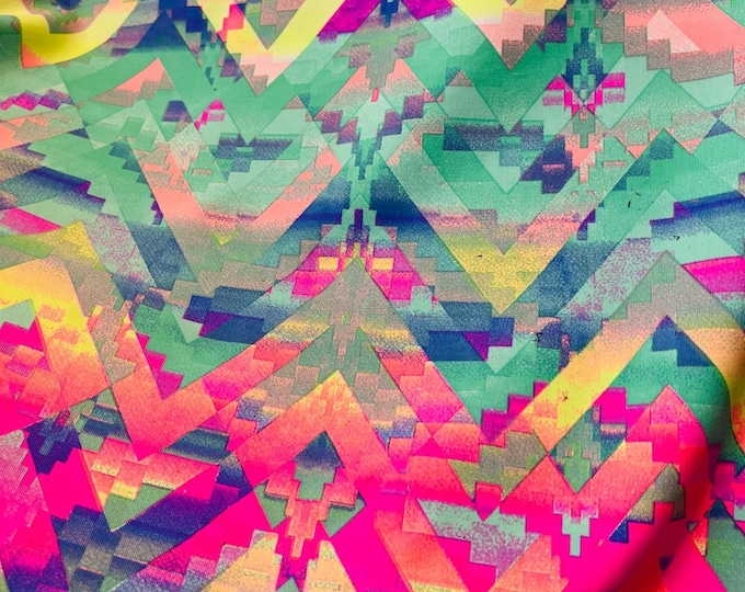 Multi zigzag tricot Stretch Velvet dance  home decor fabric by the yard 60" Wide