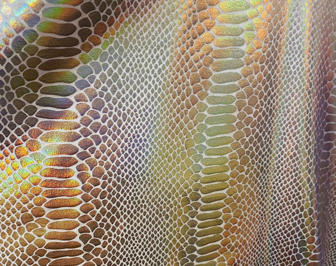 Gold Iridescent Snake Scales Hologram Nylon Spandex Fabric 58" wide