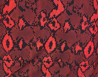 Stretch spandex, Red Black Snake Scales Fabric 4 way  58" wide