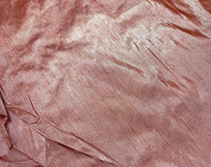 Orange Metallic Faux Silk Fabric shantung by the Yard – Shiny Drapery Fabric for Dresses, Costumes, Decor & Event Backdrops