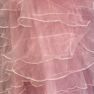 Pink Ruffled Organza Fabric Draping Craft Wedding Party Decor   58&quot; wide