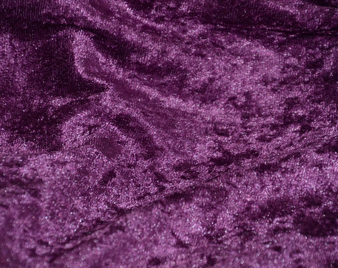 Panne Velvet Crushed Backdrop Velour Stretch Fabric 60 Wide Plum By yard Photos, Draping, Curtains, Appeal Dresses 100% POLYESTER