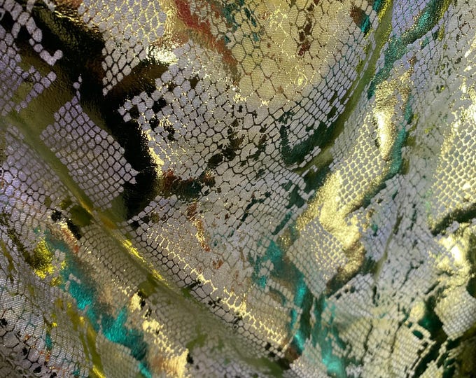 Gold Jungle Cobra Foil Printed Stretch Velvet Fabric