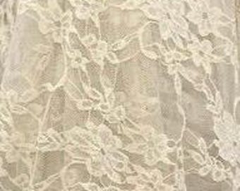 Taupe Vintage Stretch Floral Lace fabric 4 way  By The Yard